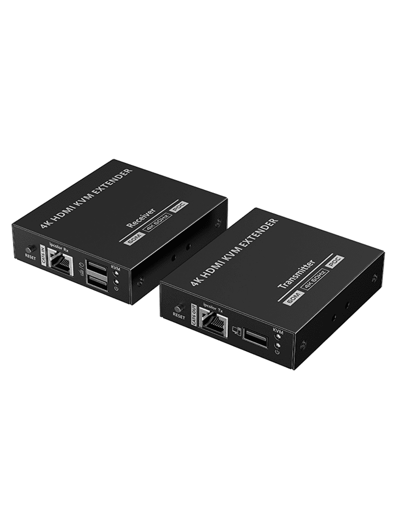 SAXXON LKV565KVM-P - Kit extensor HDMI de 2 Puertos/ Hasta 70 metros Con Cable CAT6/ 6A/ 7/ Resolucion 4K @ 60Hz/ PoC/ Transmisor IR/ Plug and play/ Soporta HDR/ Cero Latencia/ Solo se energiza el transmisor