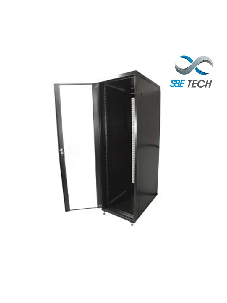 SBE TECH SBE-GNL42URPC  Gabinete de piso  / 42UR de alto (7 pies)  de NUEVA LINEA / 600 mm de ancho / 800 mm de profundidad/ puerta delantera de cristal / 2puertas traseras ventiladas con chapa de seguridad