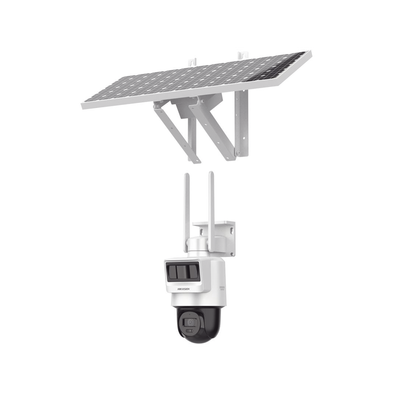 Kit Solar IP All in One / Doble Detección (Radar + PIR) / PT IP 4 Megapixel / Lente 2.8 mm / Panel Solar / Batería de Respaldo de Litio 90Wh (Hasta 2 días) / Conexión 4G / Audio de Dos Vías / Accesorios de Inst. / Direc
