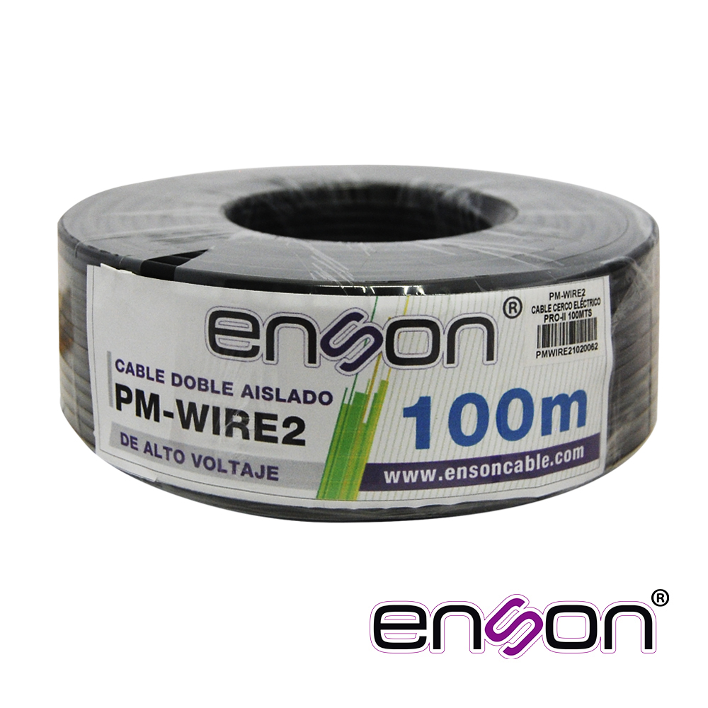 ENSON-CABLE DOBLE AISLADO ENSON PM-WIRE2 PARA CONEXIÓN DE CERCAS ELECTRIFICADAS, DOBLE AISLANTE PARA MEJOR PROTECCION EN INSTALACION, BOBINA DE 100 METROS, CONEXIÓN PARA ENERGIZADOR Y LINEAS DE ALTA TENSION, COMPATIBLE CON TODOS LOS ENERGIZADORES YONUSA