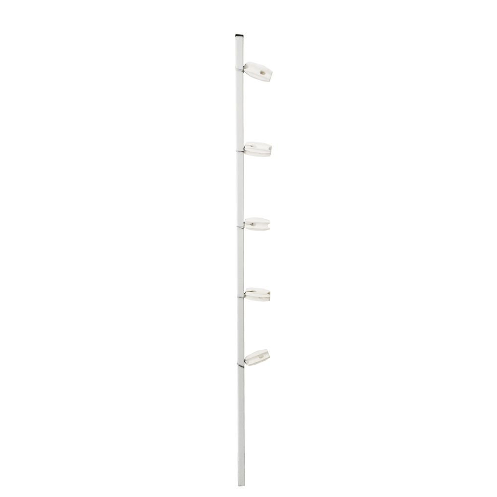 ALTER-POSTE ECONÓMICO PERFIL CON 5 AISLADORES DE ESQUINA BLANCO COLOCADOS CADA 20 CM, PARA CERCAS ELECTRIFICADAS