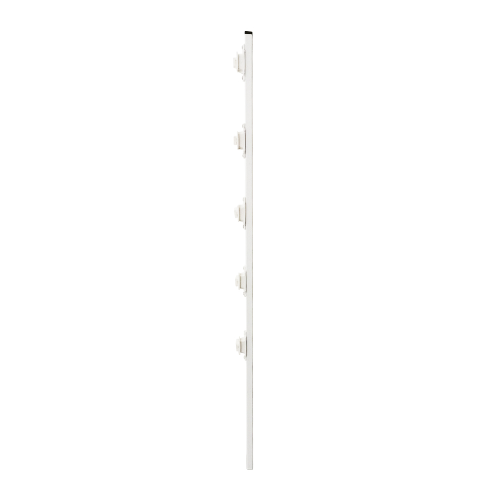 ALTER-POSTE ECONOMICO PERFIL CON 5 AISLADORES DE PASO BLANCO COLOCADOS CADA 20CM, PARA CERCAS ELECTRIFICADAS