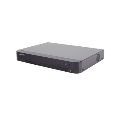 DVR 8 Canales TURBOHD + 8 Canales IP / 8 Megapixel (4K) / Audio de dos vías por Coaxitron / ACUSENSE / Reconocimiento Facial / 1 Bahía de Disco Duro / Salida de Video en 4K / H.265+