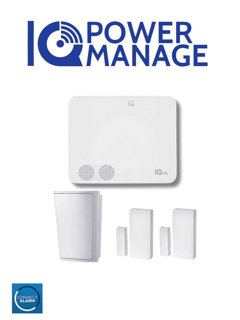 [QLS2480014] QOLSYS IQ4NS POWER MANAGE PACK - Paquete que contiene Sistema de Alarma IQ4 NS autocontenido sin pantalla, 1 sensor PIR inalámbrico PGP9914 y 2 sensores magnéticos inalámbricos PG9303