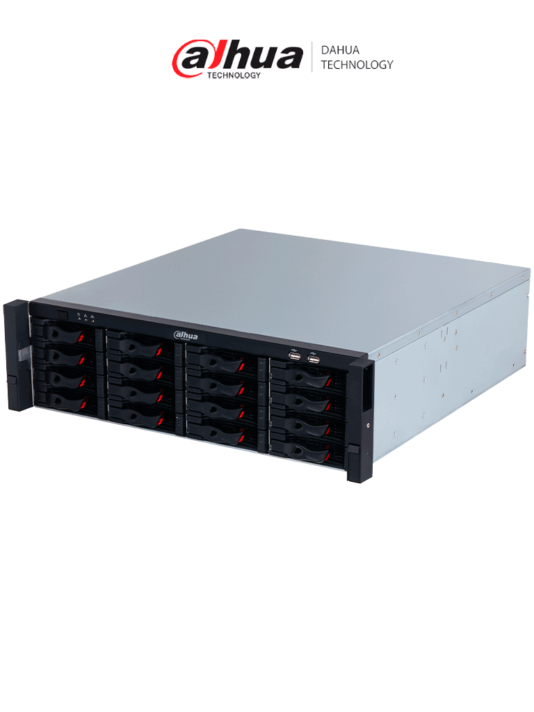 DAHUA  DHI-NVR616H-128-XI NVR WizMind de 128 canales con 2U 16HDD 1024 Mbps y RAID.  Ofrece detección facial, protección perimetral, SMD Plus e IA avanzada por cámara.