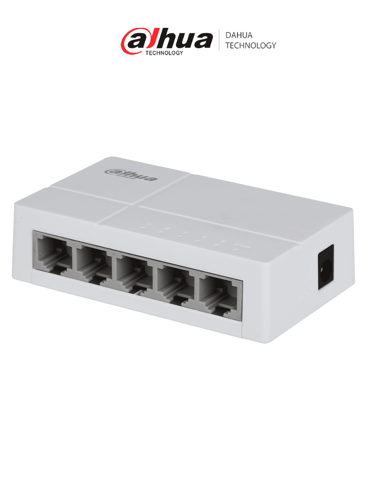 DAHUA DH-SF1005L - Switch para Escritorio 5 Puertos Fast Ethernet con velocidad de transmisión de 10/100 Mbps en un diseño compacto. Su capa 2 soporta un switching de hasta 1 Gbps y una velocidad de reenvío de 0.744 Mbps. #SwitchDpxv #VolDH