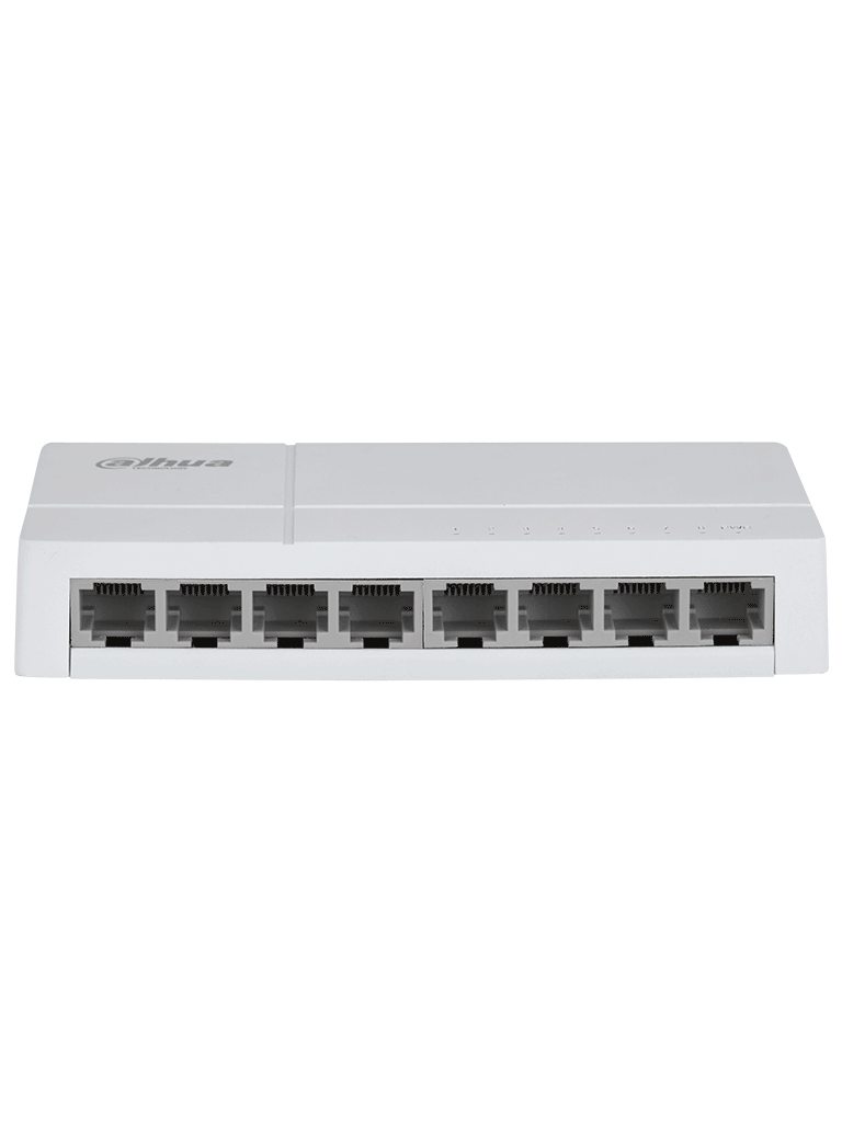 [DHT3700021] DAHUA DH-SF1008L - Switch de Escritorio con 8 puertos Fast Ethernet (10/100 Mbps), diseño compacto de capa 2, con capacidad de switching de 1.6 Gbps y velocidad de reenvío de paquetes de 1.19 Mpps. Ideal para redes eficientes y compactas.