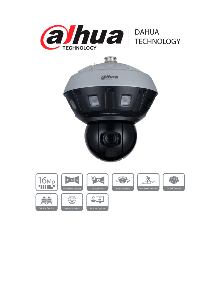 DAHUA DH-PSDW81642M-A360-D440-S3 Cámara IP Hubble WizMind PTZ panorámica de 360° y multisensor de 16 MP/ 8 sensores / 40x/  400 m/ Protección perimetral/ Metadatos de vídeo/ Reconocimiento facial / Smart tracking/  H265+/H264+/  Ranura para Micro SD.
