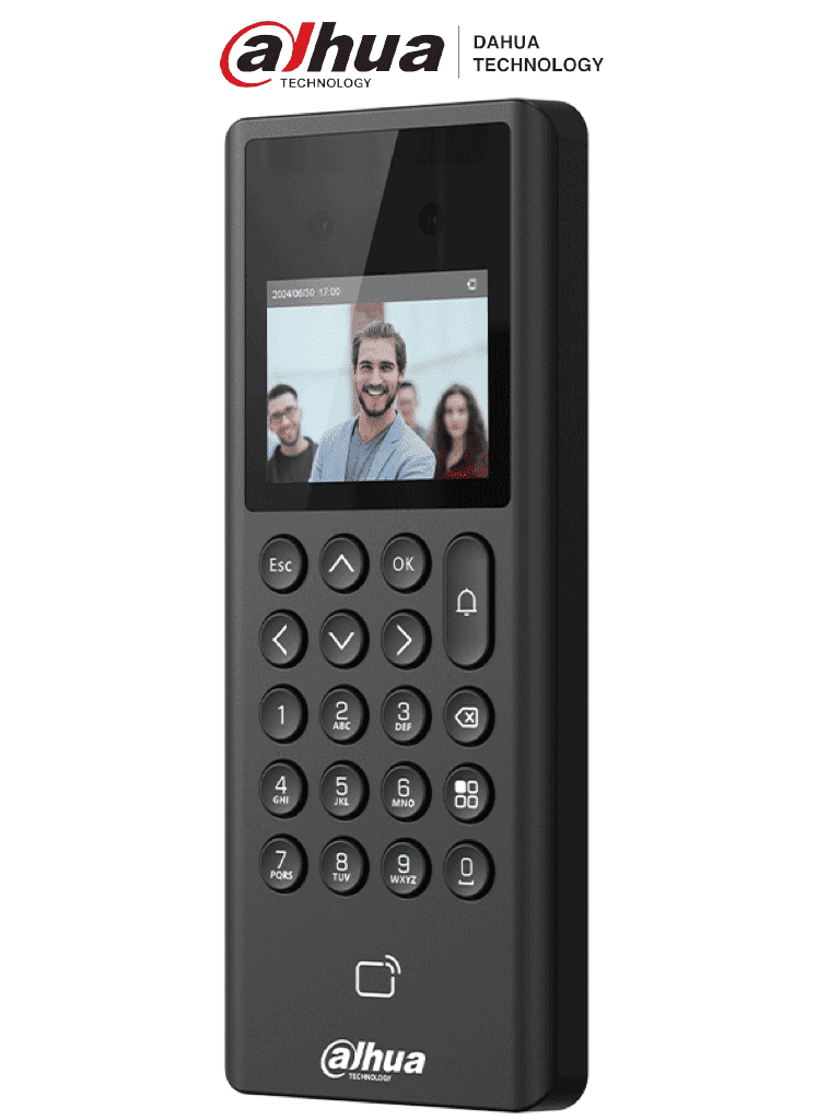 [DHT6670007] DAHUA ASI3203E - Control de Acceso y Asistencia con Reconocimiento Facial / Pantalla de 2.4" / 1,000 Rostros / 1,000  Usuarios / 1,000 Contraseñas /  3,000 tarjetas Mifare / Admite 50 administradores / 100,000 registros / Salida 12v 1A