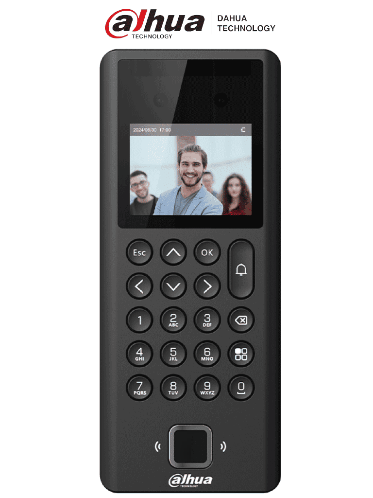 DAHUA ASI3204E - Control de acceso y Asistencia con reconocimiento facial con pantalla de 2.4", soporte para 1,000 usuarios y contraseñas asi como  3,000 tarjetas Mifare y huellas, 50 administradores y 100,000 registros con 99.99% de Presición/ #LoNuevo