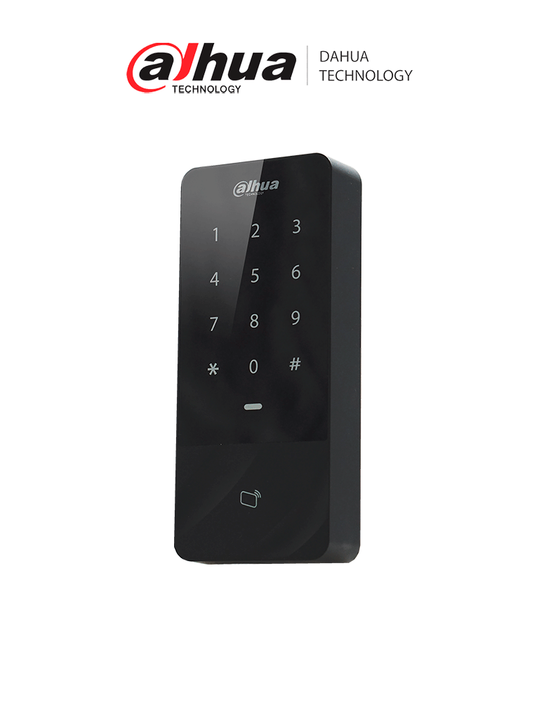 DAHUA DHI-ASI1201E - Control de Acceso Independiente con teclado táctil y lector de tarjetas ID. Capacidad de 30,000 usuarios y 60,000 registros. TCP/IP, soporta lectora esclava Wiegand/RS-485. Con IP66 y desbloquea por tarjeta, contraseña o combinación.