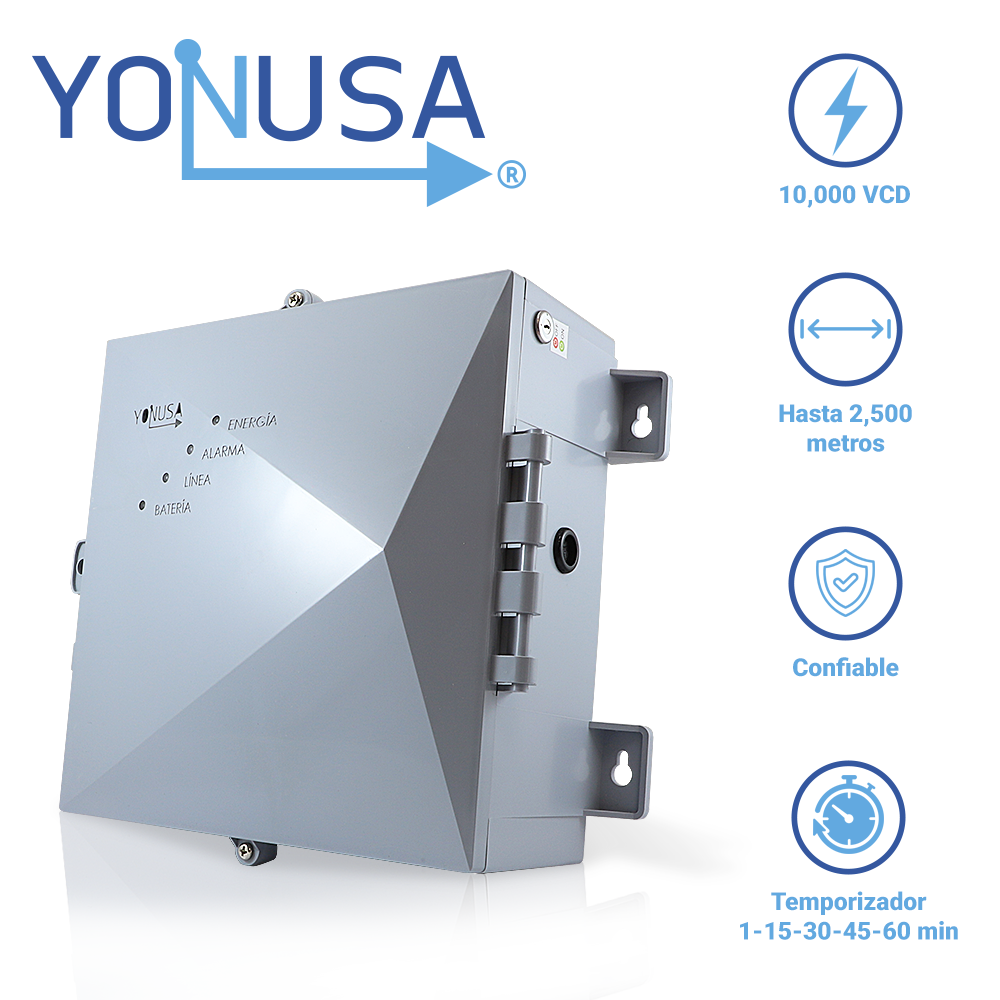 ENERGIZADOR PARA CERCA ELECTRIFICADA NEW GEN YONUSA 12000V EY/NG 12000 1 SIN INTERFACE CUBRE HASTA 500 METROS PERIMETRALES O 2500 METROS LINEALES A 5 LINEAS - NUEVO DISEÑO SMT