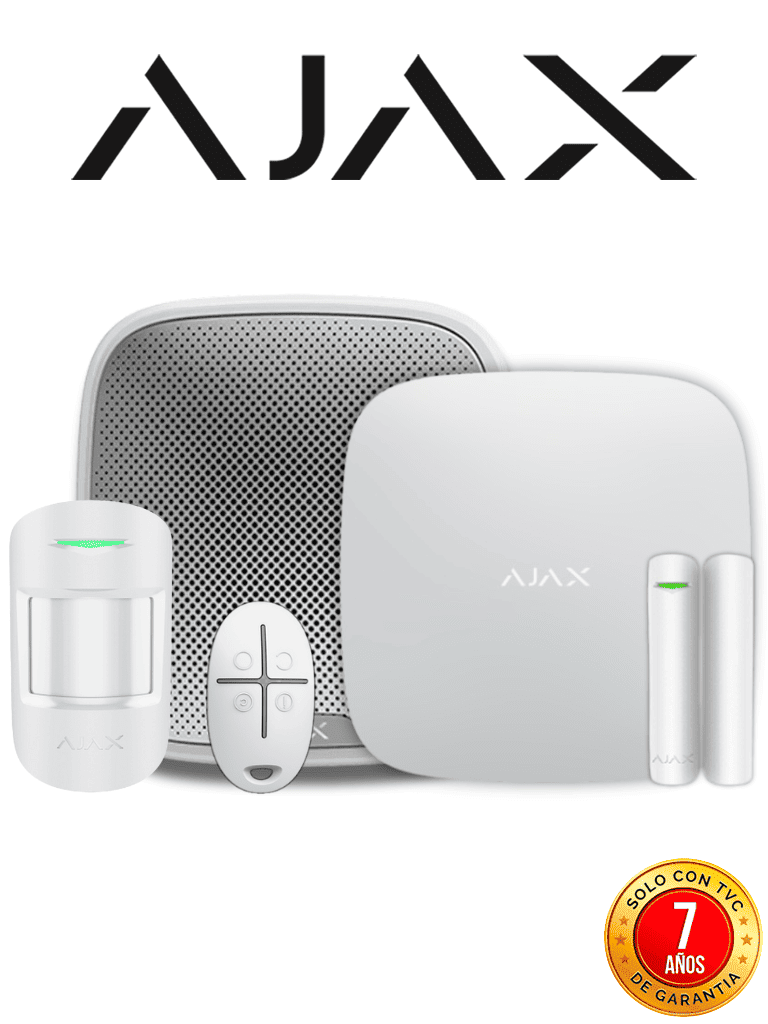 [AJX2480021] AJAX KIT BASIC EXT - Panel de alarma Hub 4G conexión ETHERNET con 1 ranura  4G color Blanco / APP “AJAX PRO” iOS y Android , 1 sensor de movimiento, 1 detector para puerta o ventana, 1 control remoto y una sirena EXTERIOR inalámbrica