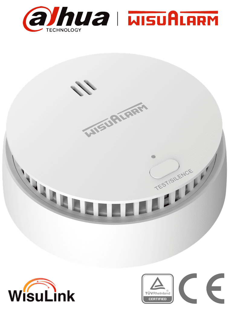 [DHT1440005] DAHUA WISUALARM DHI-HY-SA30A-R8 - Detector de Humo Inalambrico (Interconectable Hasta 24 Disp), Sensor Fotoeléctrico, Sonido de Alarma de 85dB, Alarma Visual y Audible, Batería Sellada de hasta 10 años, Certificaciones TÜV and CE, #LoNuevo #Wisualarm #V1