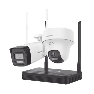 [230266] Kit IP Inalámbrico 2 Megapíxel / NVS 4 Canales / 1 Cámara Bala Exterior + 1 Cámara Turret Interior con Lente 2.8 mm y Dual Light / Audio Bidireccional (Micrófono y Bocina) / Soporta Micro SD de 512 GB