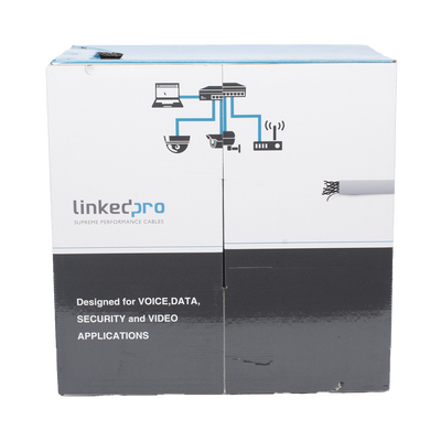 [234681] Bobina de Cable de 305 Metros (1000 Pies), Cat5e, Alto Desempeño, de Color Gris, UL, para Aplicaciones en Video Vigilancia, Redes de Datos. Uso Interior