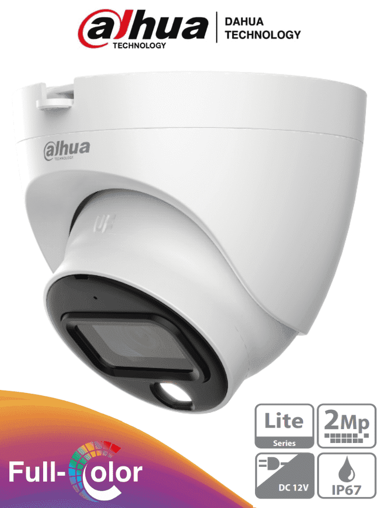 DAHUA DH-HAC-HDW1209TLQN-LED-0280B-S3 - Cámara Domo FullColor de 2 MP con resolución 1080p, lente de 2.8 mm y 106° de apertura. Ofrece visión nocturna de 20 metros, instalación rápida, protección IP67, tecnología Starlight y DWDR.