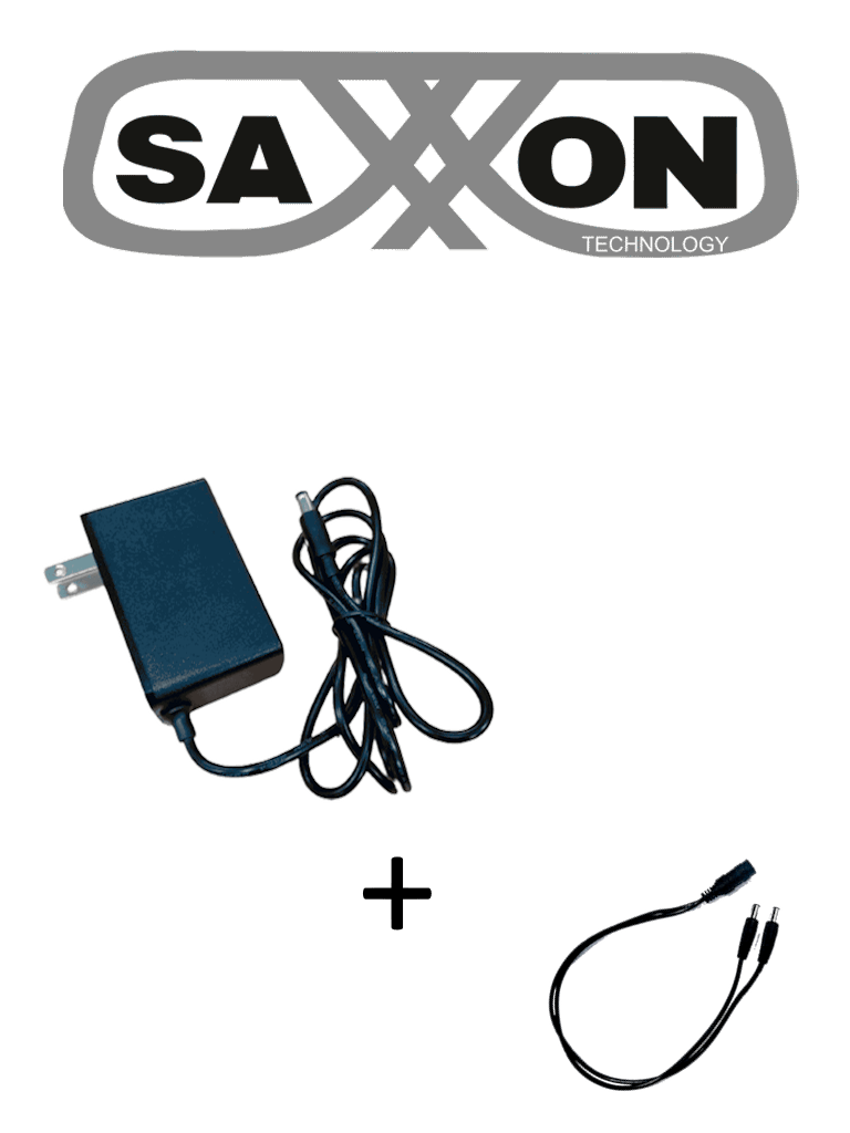 SAXXON KA24D1202SXF52PAQDIV- Fuente de Poder Regulada 12VCD 2 Amper + 1 Divisor de Energía 2 Conectores macho
