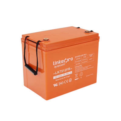 Batería 12 Vcc / 75 Ah / UL / Tecnología AGM-VRLA / Retardo a la flama / Para uso en equipo electrónico, Alarmas de Intrusión / Incendio/ Control de acceso / Video Vigilancia / T2