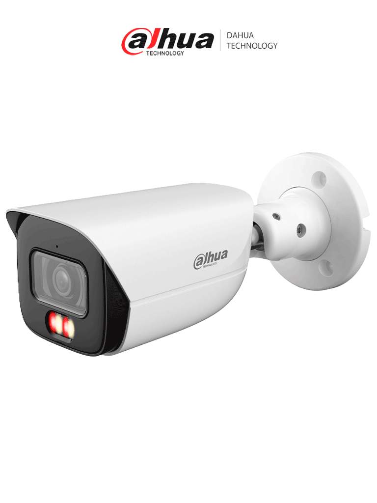 DAHUA DH-IPC-HFW3249E-S-IL - Cámara IP Bullet de 2 MP/ WizSense/Iluminador dual/ Lente de 2.8 mm/ 107° de Apertura/ Micrófono integrado/ IR de 50 m / SMD 4.0 / AI SSA / Quick Pick/ Ranura MicroSD/ WDR Real de 120 dB / PoE / IP67 / 