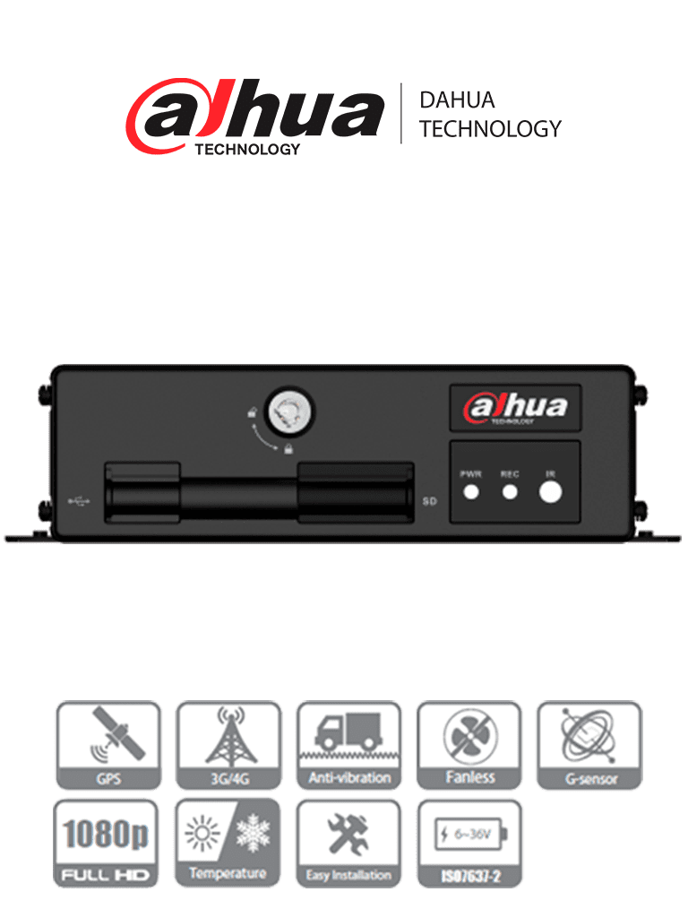 DAHUA DHI-MXVR1004-GCI  - DVR Movil de 4 Canales con Inteligencia Artificial 1080p/ H.265/ Soporta 2 Tarjetas SD/ Soporta DSM/ADAS/BSD/  1 Salida de Video/ Audio 2 Vias/ 6 Entradas de Alarma/ 1 Salida/ #LoNuevo