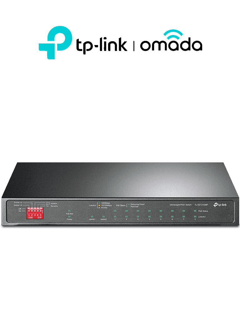 [TPL3720033] TP-LINK - TL-SG1210MP - Switch de Escritorio 10 Puertos, 8 Puertos RJ45 PoE+