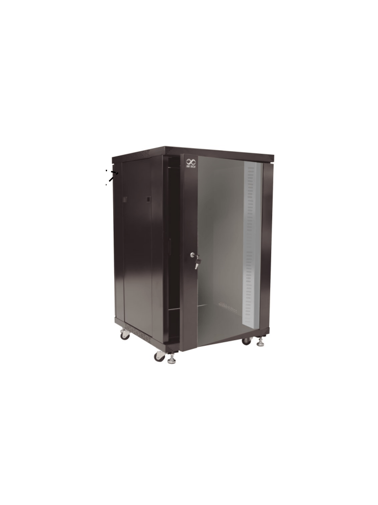 SBETECH  SBE-GNL24URPC - Gabinete de piso 24UR, 60 cm de ancho y 80 cm de profundidad / Puerta frontal de cristal / Puerta trasera ventilada / Negro