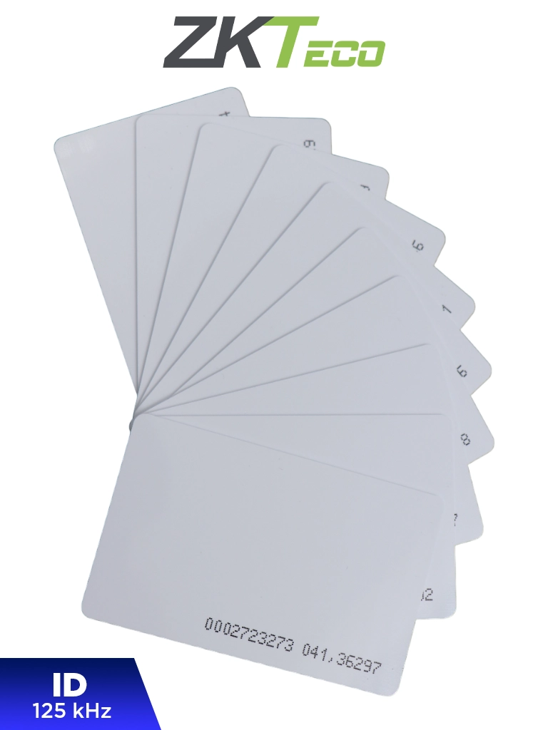 [70033*] ZKTECO IDCARDN - Paquete con 10 Tarjetas ID con Frecuencia de 125 kHz, 1 mm de Grosor con Folio Impreso