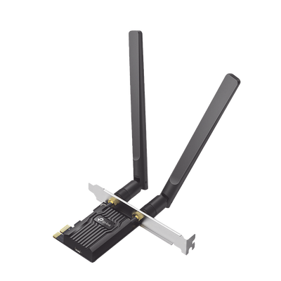 Adaptador  PCIe inalámbrico doble banda AX1800 Mbps / Seguridad Inalámbrica WPA3 /Antena de alta ganancia / Tecnología MU-MUMO 2X2 / Soporte de perfil bajo y Altura completa / Bluetooth 5.2