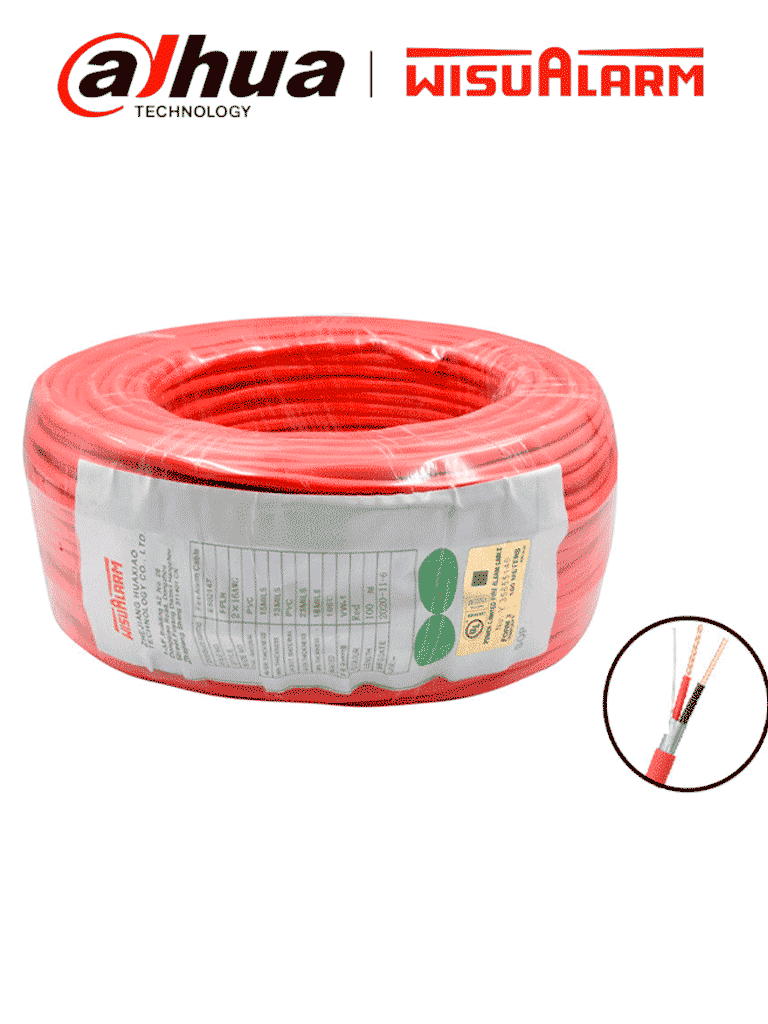 DAHUA WISUALARM 2X16AWG - Bobina de 305 Metros de Cable para Alarma de Incendio/ 2x16A AWG/ Blindado Aluminio/ Listado UL/ Retardante de flama UL105°C/ 2 Hilos Calibre 16/ Grado Ignífugo VW-1/ #LoNuevo #Wisualarm #MCI1