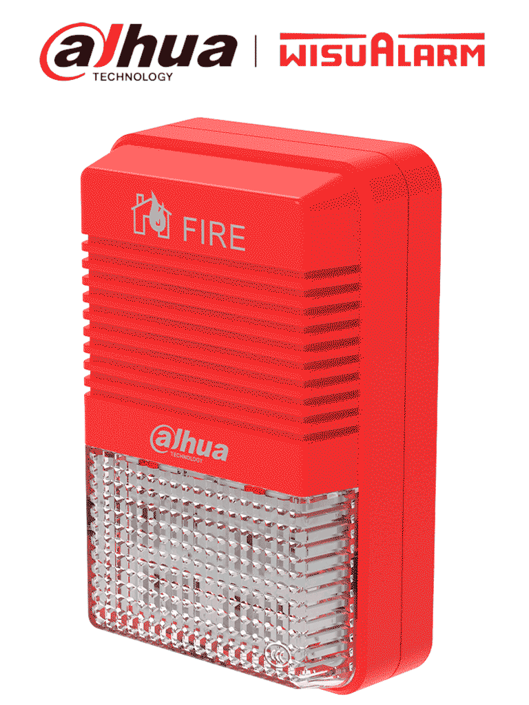 DAHUA WISUALARM HY-1500 - Lampara Estroboscópica con Sirena Direccionable/ 2 Hilos/ Volumen de 75 dB–115 dB/ 24V DC/ Cumple Normas: EN54-3, EN54-23/ Microprocesador integrado/  #LoNuevo #Wisualarm