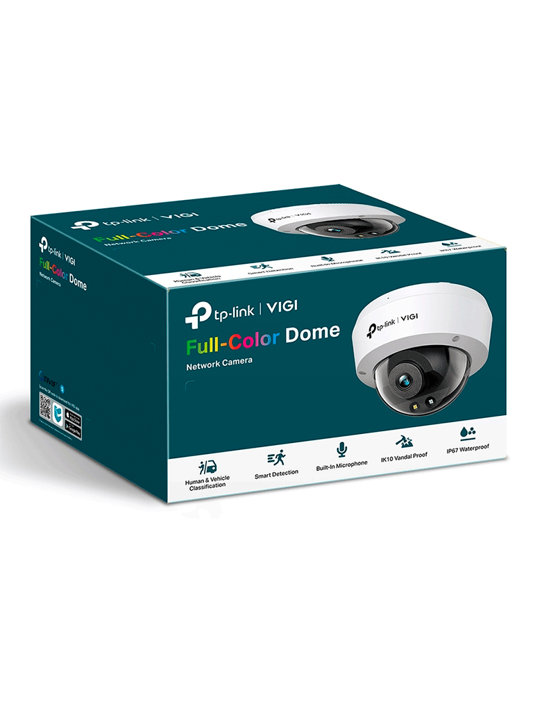 [TPL0040002] VIGI C250(2.8mm) Cámara IP domo full color de 5 MP  WDR verdadero, PoE/12 V CC, lente fija de 2,8 mm, micrófono incorporado, ranura micro-SD, IK10, IP67