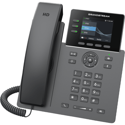 Teléfono IP Grado Operador / 3 Líneas / 12 Botones Virtuales Multiuso / Pantalla LCD 2.8 Pulgadas / Puertos Gigabit con PoE / Audio HD / Compatible con GDMS