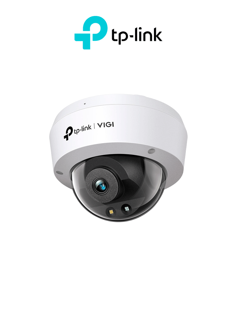 TP-LINK - VIGI C240(2.8mm) Cámara IP Domo FullColor de 4MP, con lente de 2.8mm. Certificada con IK10 y resistencia IP67, incluye micrófono y grabación local con ranura micro SD. 