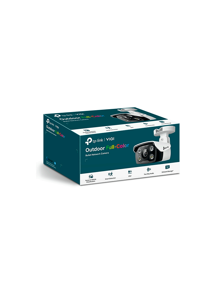 TP-LINK VIGI C340(2.8mm) Camara IP Bullet FullColor con resolución de  4MP y lente de 2.8mm. Incluye audio bidireccional para comunicación en tiempo real, ranura para microSD de hasta 256 GB para grabación local y protección IP67.