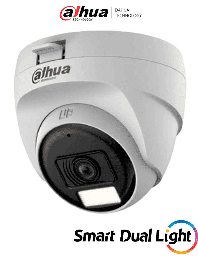 [DHT0300079] DAHUA HAC-T1A21N-U-IL-A - Cámara Domo de 2 Megapíxeles/ Lente de 2.8 mm Apertura Hasta 100°/ Iluminación Dual Inteligente Hasta 25Mts con IR & 20Mts Luz Calida/ Micrófono Integrado/ Policarbonato/ #LoNuevo