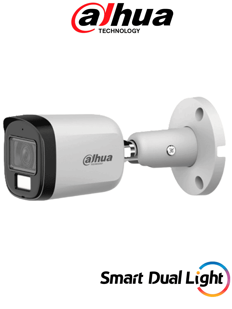 DAHUA DH-HAC-B2A51N-U-IL-A- Cámara Bullet 5 MP Serie Cooper/ Lente 2.8 mm Apertura Hasta 106°/ Iluminación Dual Inteligente/ Iluminación Hasta 30Mts IR + 20Mts Luz Calida/ Micrófono Incorporado/ Metal/ Para Exterior IP67