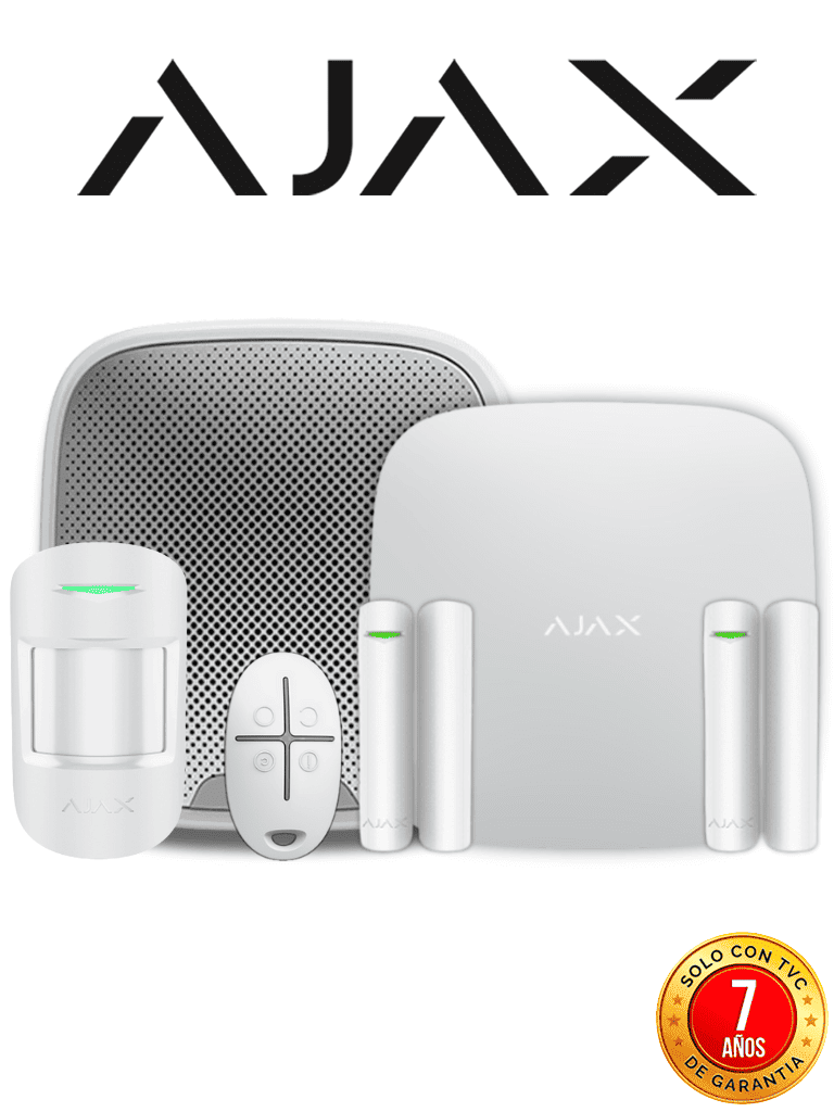 [AJX2480025] AJAX KIT RESIDENCIAL EXT - Panel de alarma Hub2(4G) conexión Ethernet/ 4G color Blanco/ APP “AJAX PRO” iOS y Android, 1 sensor de movimiento, 2 detectores para puerta o ventana, 1 control remoto y una sirena EXTERIOR inalámbrica