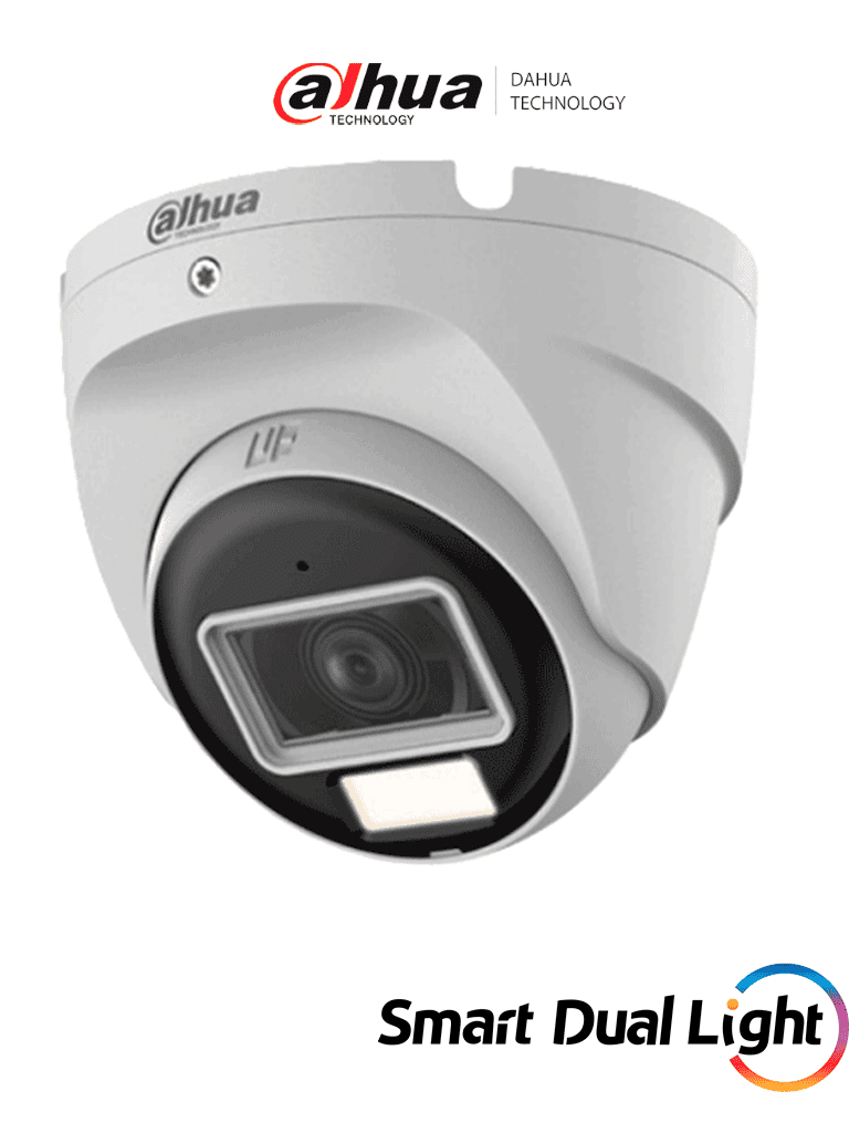 DAHUA DH-HAC-T2A51N-U-IL-A- Cámara Domo 5 MP Serie Cooper/ Lente 2.8 mm con Apertura de Hasta 100°/ Iluminación Dual Inteligente/ Micrófono Integrado/Iluminación de Hasta 30Mts IR + 20Mts Luz Calida/Metal/IP67/Para Exterior