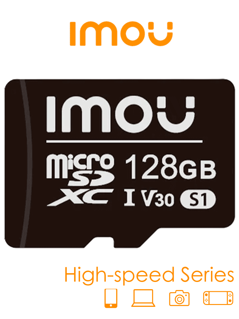 IMOU ST2-128-S1 - Memoria MicroSD de 128 Gb/ UHS-1, Clase 10, U3, V30/ 3D TLC NAND flash/ Velocidad de Lectura 95MB/s/ Ideal Para Cámaras de Seguridad.