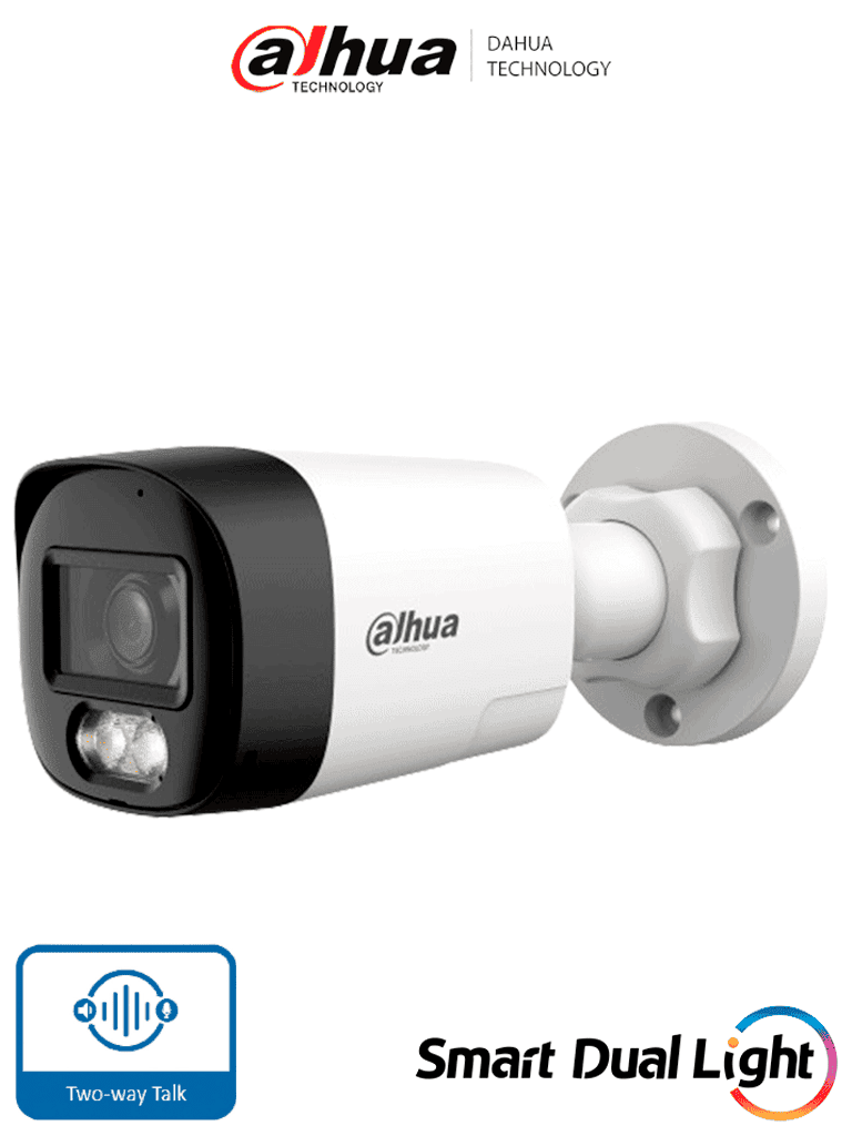 DAHUA DH-HAC-HFW1200RL-IL-T - Camara Bullet de 2 Megapixeles/ Audio Bidireccional/ Iluminación Dual Inteligente Hasta 30m/ Lente de 2.8mm Apertura de 111°/ Plástico/ #LoNuevo