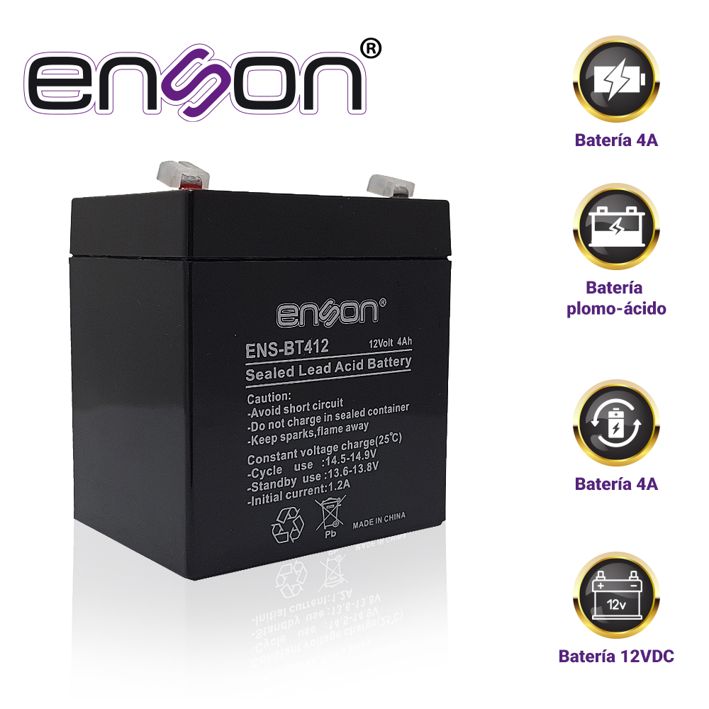 ENS-BT412-BATERIA DE RESPALDO ENSON ENS-BT412 12VDC 4A BASE PLOMO-ACIDO PARA FUENTES DE PODER Y SISTEMAS DE RESPALDO