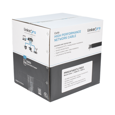 [239334] Bobina de Cable UTP 305 m, Cat6 Con DOBLE FORRO, para Exterior, CLIMAS EXTREMOS, Color Negro