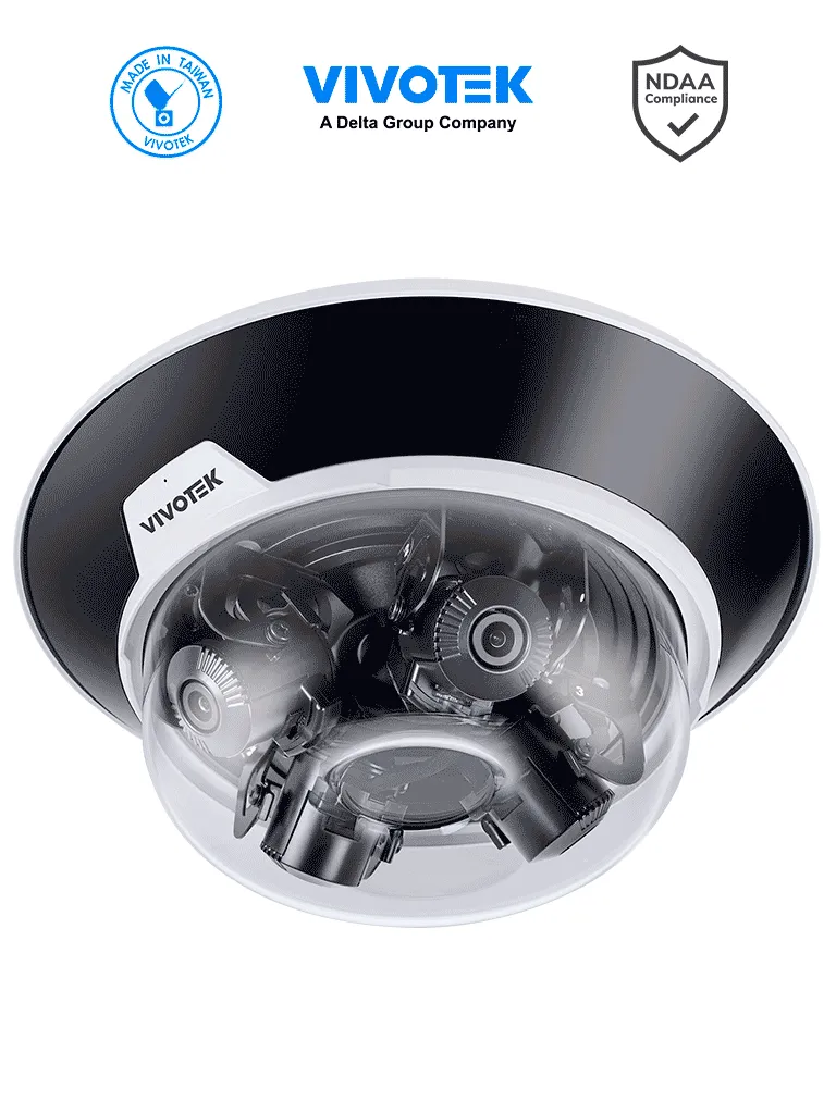 [VIV0040039] VIVOTEK MA9322-EHTV-V2 - Camara IP Domo Exterior 20 Megapixeles, 4 Lentes de 5MP Varifocales 3.2-7.7mm, Iluminadores IR 30 Mts, WDR Pro, Visión SNV, Microfono Integrado, IP66, IK10, NEMA 4X, NDAA