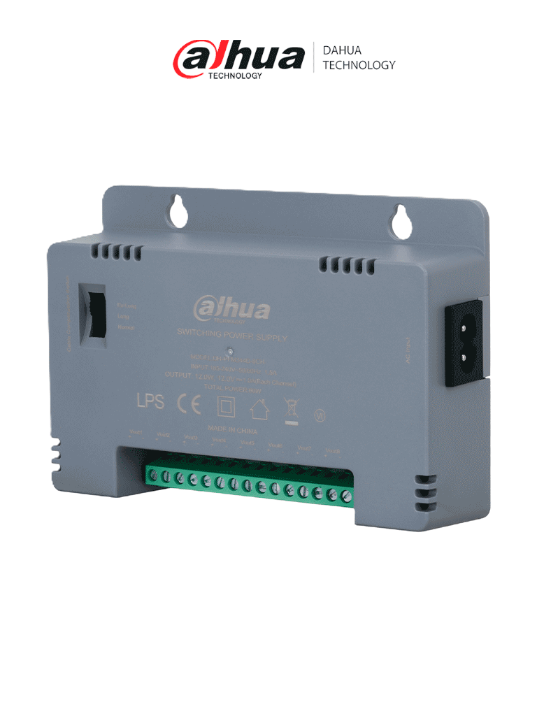 [DHT2280005] DAHUA DH-PFM344D-8CH-US - Fuente de Poder con Distribuidor para 8 Canales/12 vcd 4 Amperes/ Voltaje de Salida Ajustable de 12, 13.5 y hasta 15 vdc/ Protección de Voltaje/ Protección contra fuego V-0/ Certificación FCC/