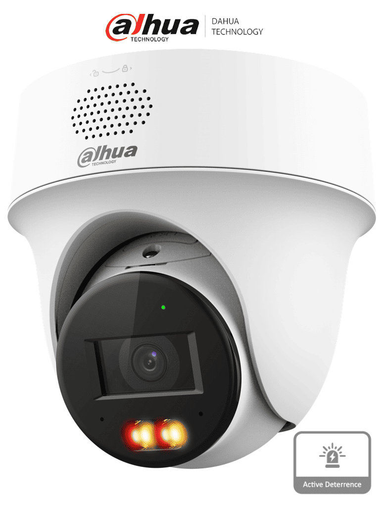 [DHT0040162] DAHUA IPC-PT1239H-PV-0280B - Cámara PT IP domo de 2 Megapixeles / Lente de 2.8 mm/ 30 Metros de Iluminación Dual Inteligente/ Audio dos vías/ Detección de humanos y vehículos/ Protección Perimetral/ Disuasión activa/ PoE/ IP66/