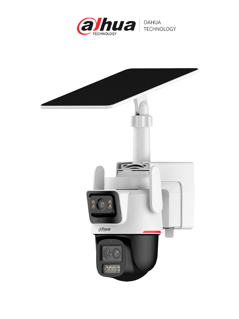 DAHUA DH-IPC-PTS2649C-3E3Z-4GB20, Cámara PT Solar 4G WizColor/ Dual 3 + 3MP/ SMD 3.0/ Disuasión Activa/ Audio bidireccional/ Zoom Híbrido Inteligente/ Auto tracking Lite/ Modo AOV (“Always-On Video”)/ IP 66/ Ranura Micro SD/