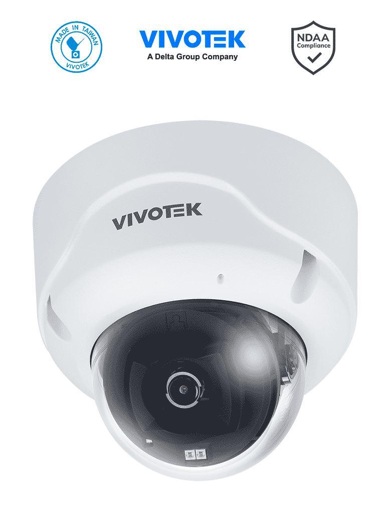 [VIV0040037] VIVOTEK FD9389-EHV-V3 - Cámara IP domo exterior 5 Megapixeles, IR 40mts, Real Sight Engine IA, WDR Pro, Micrófono Integrado, Lente fijo 2.8 mm, Protección IP66, IK10, NEMA4X, Ciberseguridad Trend Micro, IA Deep Search, IA Smart VCA, DI/DO, NDAA