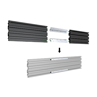 [242070] Accesorio_ Riel de Aluminio con Longitud 1750 mm | Ancho 120 mm|  Espesor 9 mm | Incluye Tapas y Tornillos | Compatible con estructura para Videowall | Diseño Modular