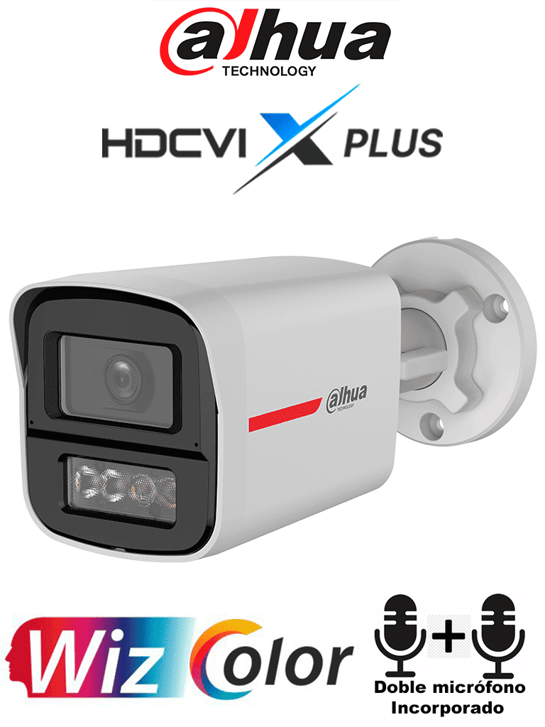 [DHT0290120] DAHUA DH-HAC-HFW1549XN-A-PRO - Cámara Bullet 5MP WizColor/Imagen 24 Horas a Color/Corrección de Dist de Imagen Mediante IA/ Iluminador Int con Luz Calida/Hasta 50m Ilumin/Doble Mic Incorp/Campo de Visión de Hasta 101°/WDR Real/Policarbonato+Metal